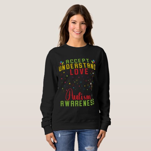 Accept Understand Love Autism Awareness Rainbow Pu Sweatshirt (Vorne ganz)