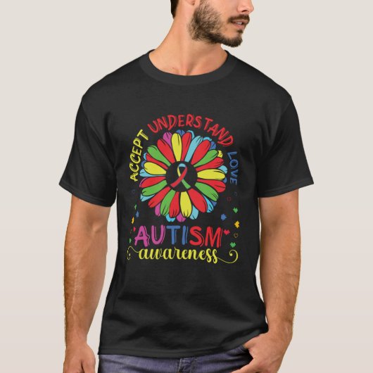 Accept Understand Love Autism Awareness Rainbow Su T-Shirt (Vorderseite)