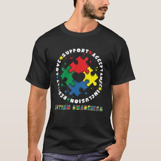 Acceptance Inclusion Respect Love Support Autism A T-Shirt (Vorderseite)