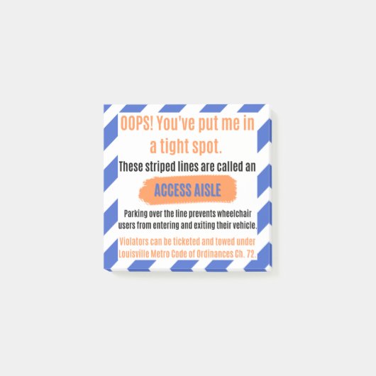 Access Aisle Sticker for Louisville, Kentucky Post-it Klebezettel (Vorderseite)