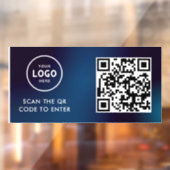Access-Kontrolle | QR-Code-Firmenlogo - Blauer Ein Fensteraufkleber (Blatt 2)