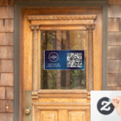 Access-Kontrolle | QR-Code-Firmenlogo - Blauer Ein Fensteraufkleber (Haustür)