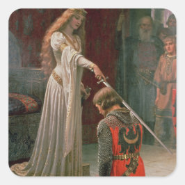 Accolade - Edmond Blair Leighton Middle Ages Knigh Quadratischer Aufkleber