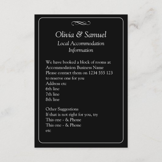 Accommodation Info - Black White Infinity Scroll, Begleitkarte (Vorderseite)