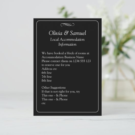 Accommodation Info - Black White Infinity Scroll, Begleitkarte (Stehend Vorderseite)