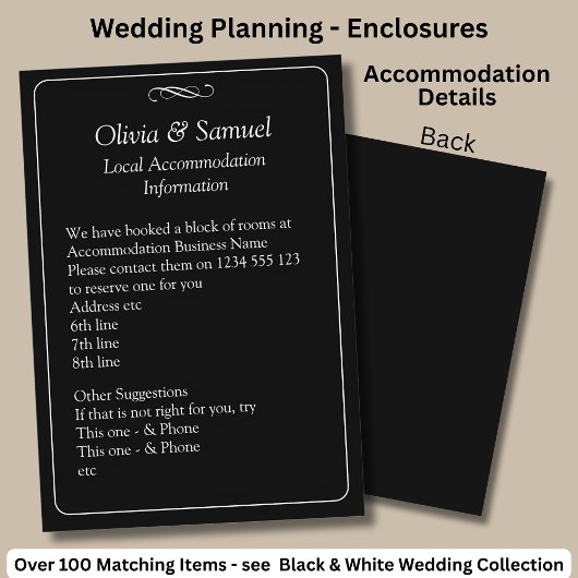 Accommodation Info - Black White Infinity Scroll, Begleitkarte