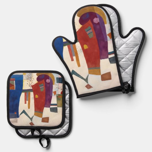 Accompanied Contrast, Kandinsky Ofenhandschuh & Topflappen-Set (Vorderseite/Rückseite)