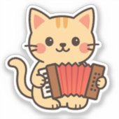 Accordion Cat Drawing Aufkleber (Vorderseite)