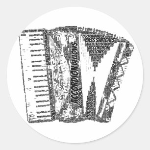 Accordion Gestalteter Word Art Schwarzer Text Runder Aufkleber