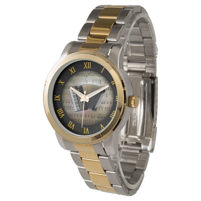 Accordion ~ Hintergrund "The Musical Planet" * ~ Armbanduhr (Schrägansicht)