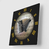Accordion ~ Hintergrund "The Musical Planet" * ~ Quadratische Wanduhr (Winkel)