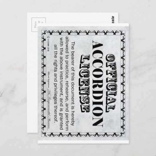 Accordion-Lizenz Postkarte (Vorne/Hinten)
