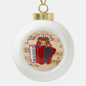 Accordion Music, Christmas Design, Keramik Kugel-Ornament (Vorderseite)