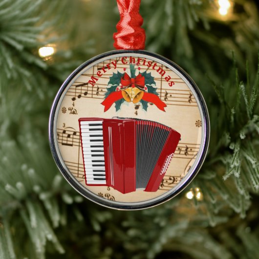 Accordion Music, Christmas Design, Ornament Aus Metall (Baum)