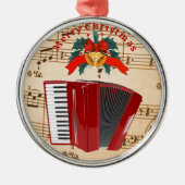 Accordion Music, Christmas Design, Ornament Aus Metall (Vorne)