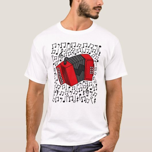 Accordion Musical Notes Accordionist Folkmusiker T-Shirt (Vorderseite)
