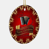 Accordion ~ Musical Scroll ~ Frohe Weihnachten ~ * Keramik Ornament (Rechts)