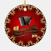 Accordion ~ Musical Scroll ~ Frohe Weihnachten ~ * Keramik Ornament (Hinten)