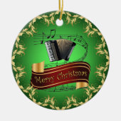 Accordion ~ Musical Scroll ~ Frohe Weihnachten ~ * Keramik Ornament (Vorne)