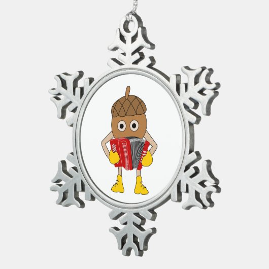 Accordion Nut Schneeflocken Zinn-Ornament (Rechts)