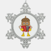 Accordion Nut Schneeflocken Zinn-Ornament (Vorderseite)