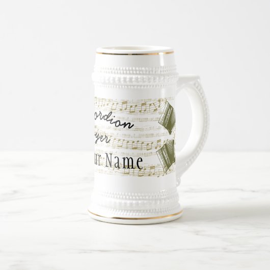 Accordion Player Bierstein Tasse mit Ihrem Namen (VorderseiteRechts)