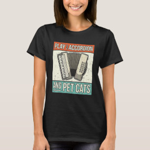 Accordion Player Cat Eigentümer Retro Accor T-Shirt