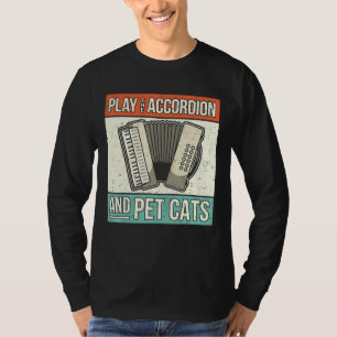 Accordion Player Cat Eigentümer Retro Accor T-Shirt