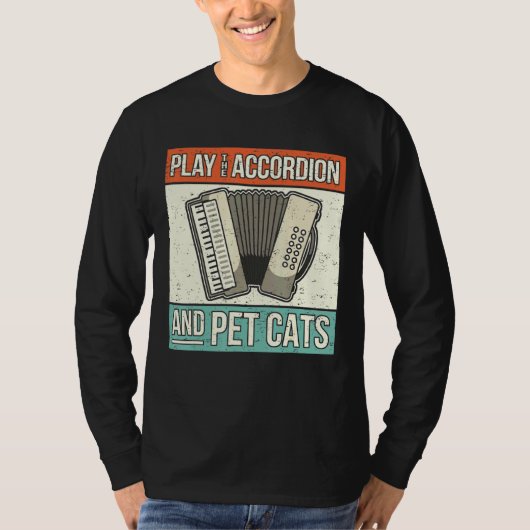 Accordion Player Cat Eigentümer Retro Accor T-Shirt (Vorderseite)