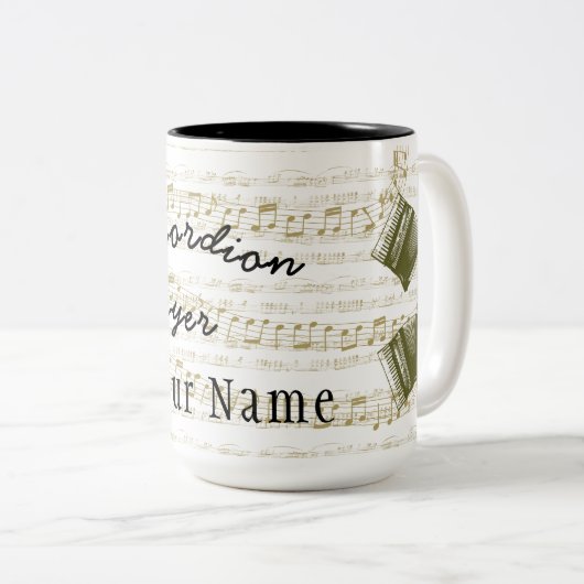Accordion Player große Tasse mit Ihrem Namen (VorderseiteRechts)