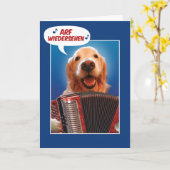 Accordion Playing Golden Retriever Arf Wiedersehen Karte (Gelbe Blume)