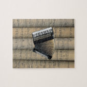 Accordion ~ Rolled Sheet Music Background ~ Musik Puzzle (Horizontal)