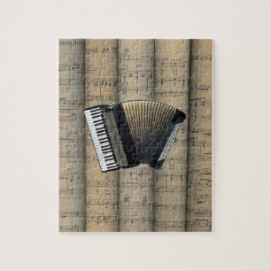 Accordion ~ Rolled Sheet Music Background ~ Musik Puzzle