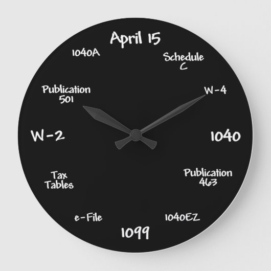 Accountant Clock - Tax Time Clock Große Wanduhr (Vorderseite)