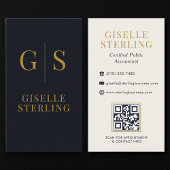 Accountant CPA Black Gold Monogram QR Code Visitenkarte