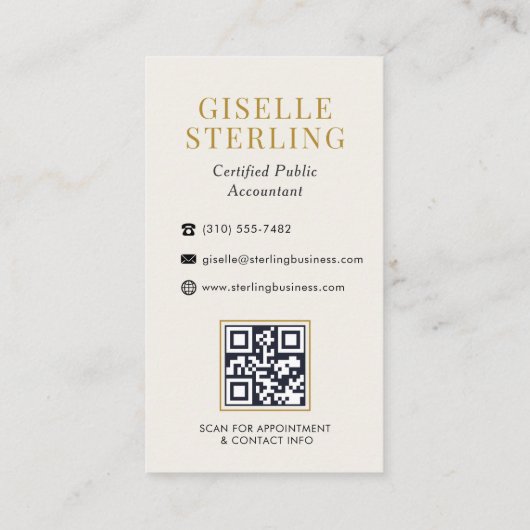 Accountant CPA Faux Leather Black Gold QR Code Visitenkarte (Rückseite)
