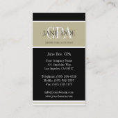 Accountant/CPA TAN/weiße/schwarze Grenzen Visitenkarte (Rückseite)