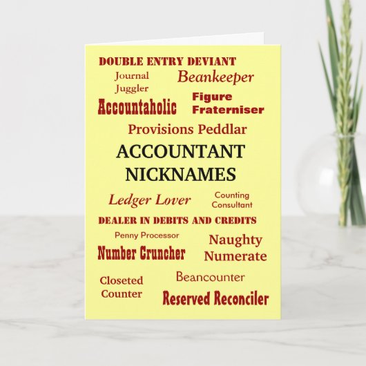 ACCOUNTANT NICKNAMES Funny Cruel Geburtstag Karte (Vorderseite)