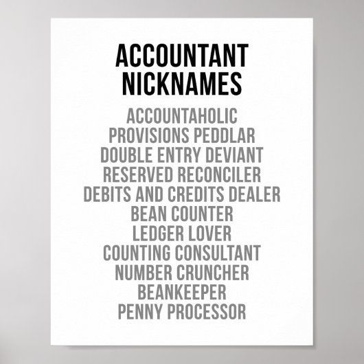Accountant Nicknames Poster (Vorne)