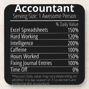 Accountant Nutrition Fact, Nutrition Facts Getränkeuntersetzer