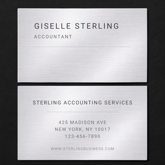 Accountant Silver Metallic Professional Visitenkarte