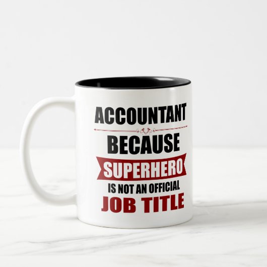 Accountant Superhero Novelty Zweifarbige Tasse (Links)