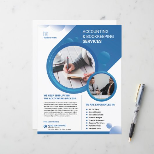 Accounting and Bookkeeping Service Flyer Template (Vorderseite/Rückseite Beispiel)