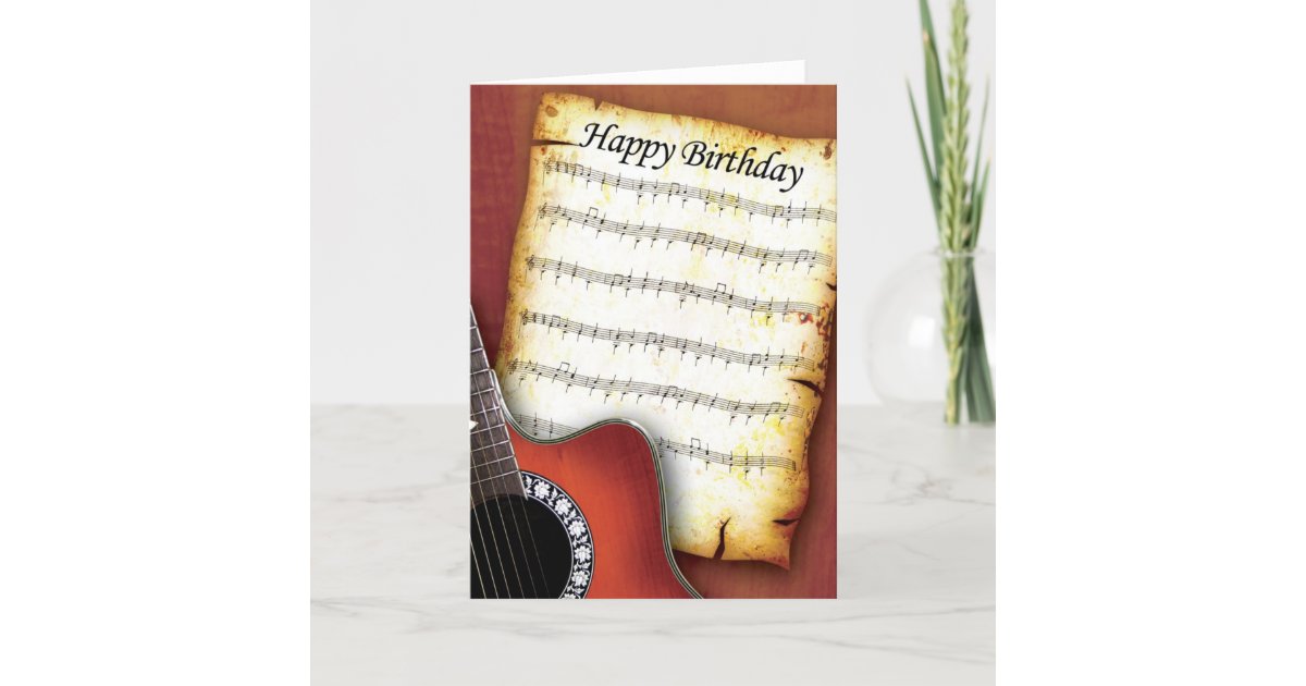Accoustic GitarrenGeburtstag Karte Zazzle.de