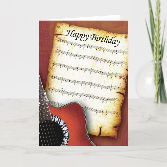 Accoustic GitarrenGeburtstag Karte Zazzle.de