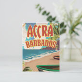 Accra Barbados Reiseplakat Postkarte (Stehend Vorderseite)