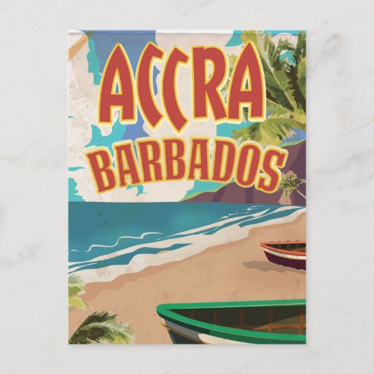 Accra Barbados Reiseplakat Postkarte (Vorderseite)