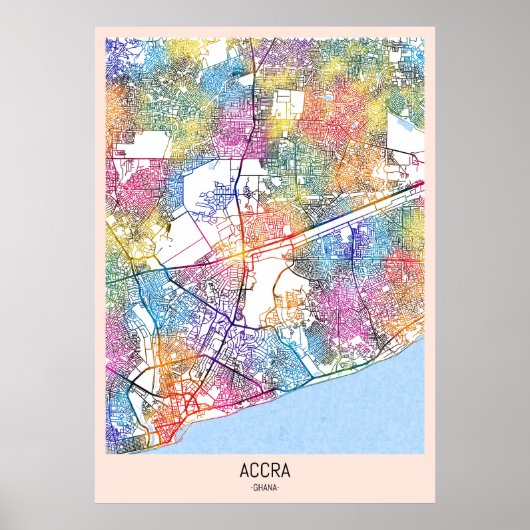 Accra Ghana City Map Poster (Vorne)
