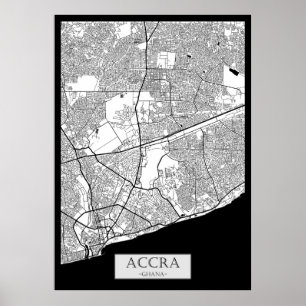Accra Ghana Karte Poster
