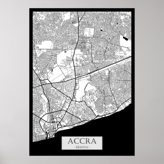 Accra Ghana Karte Poster (Vorne)
